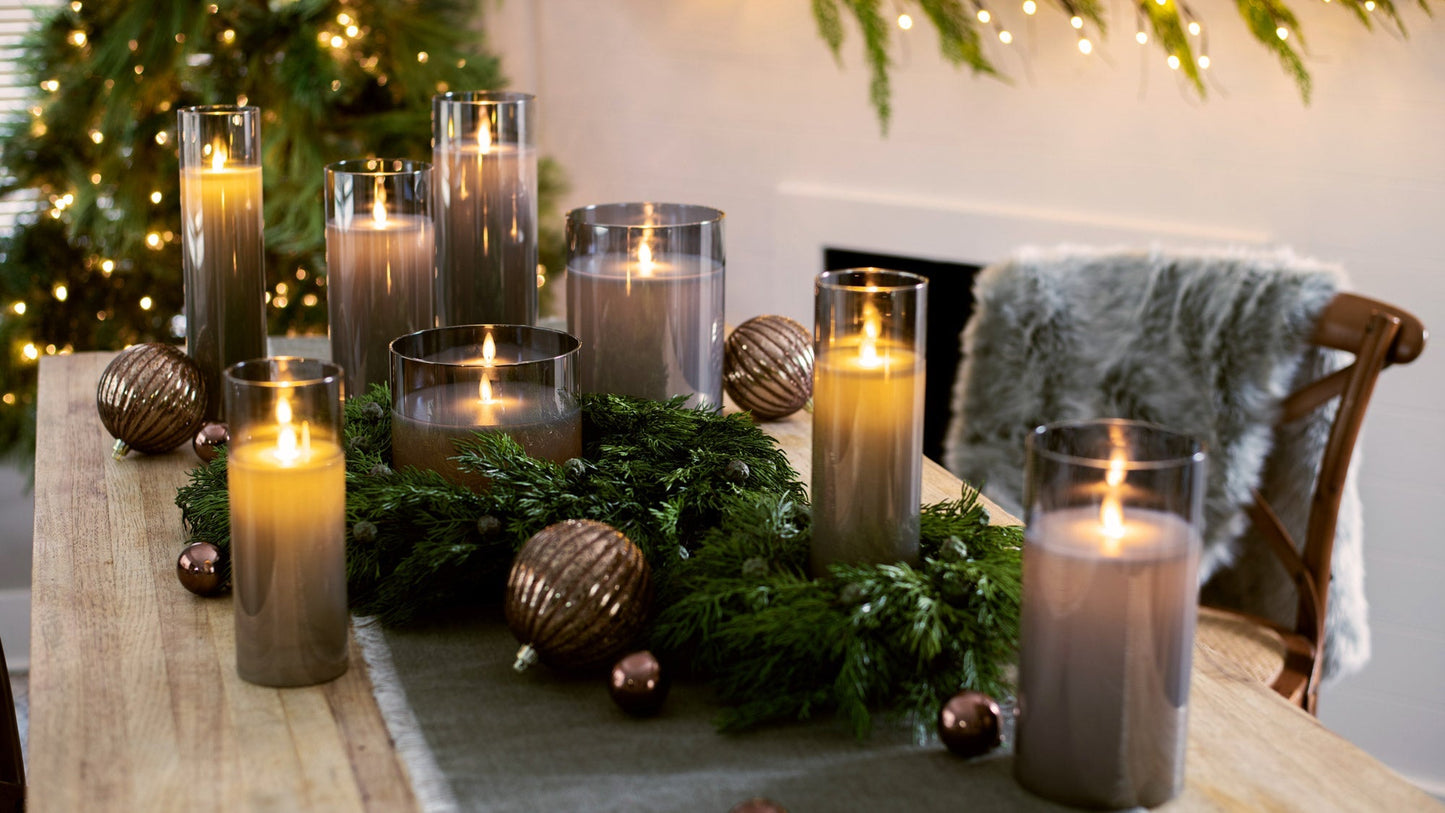 Große bewegliche flameless LED rauchige Glas-Säulenkerzen mit Fernbedienung - 3 Optionen verfügbar